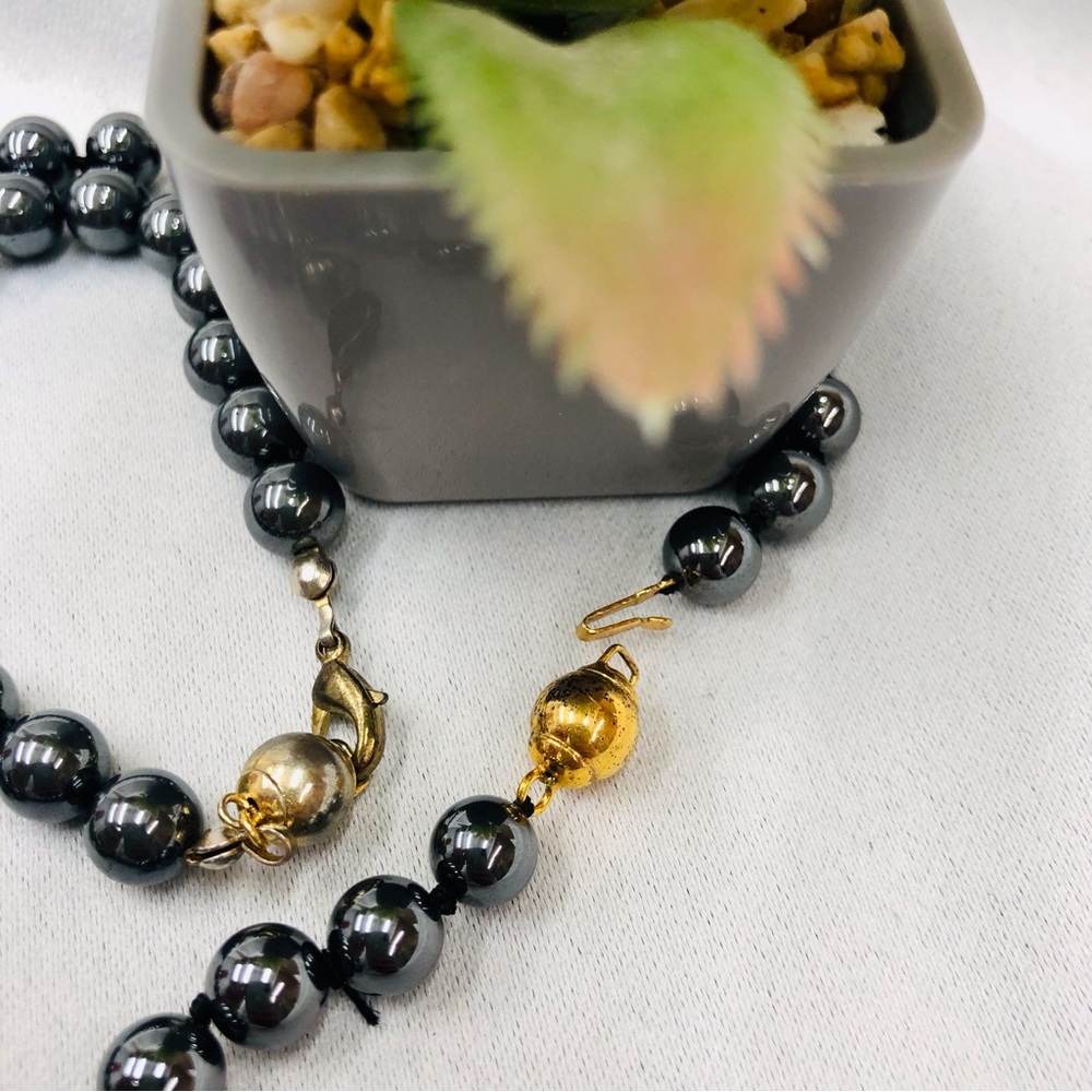 Vintage Black Luster Set Necklace Bracelet Earrings - Picture 7 of 16